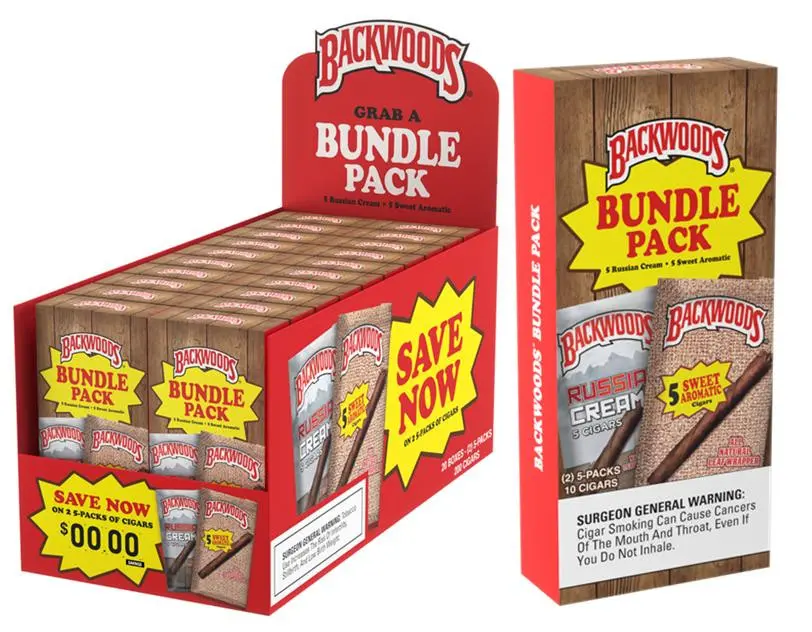 BACKWOODS BUNDLE PACK 2 -5PACKS OF RUSSIAN CREAM/SWEET AROMATIC PACKS